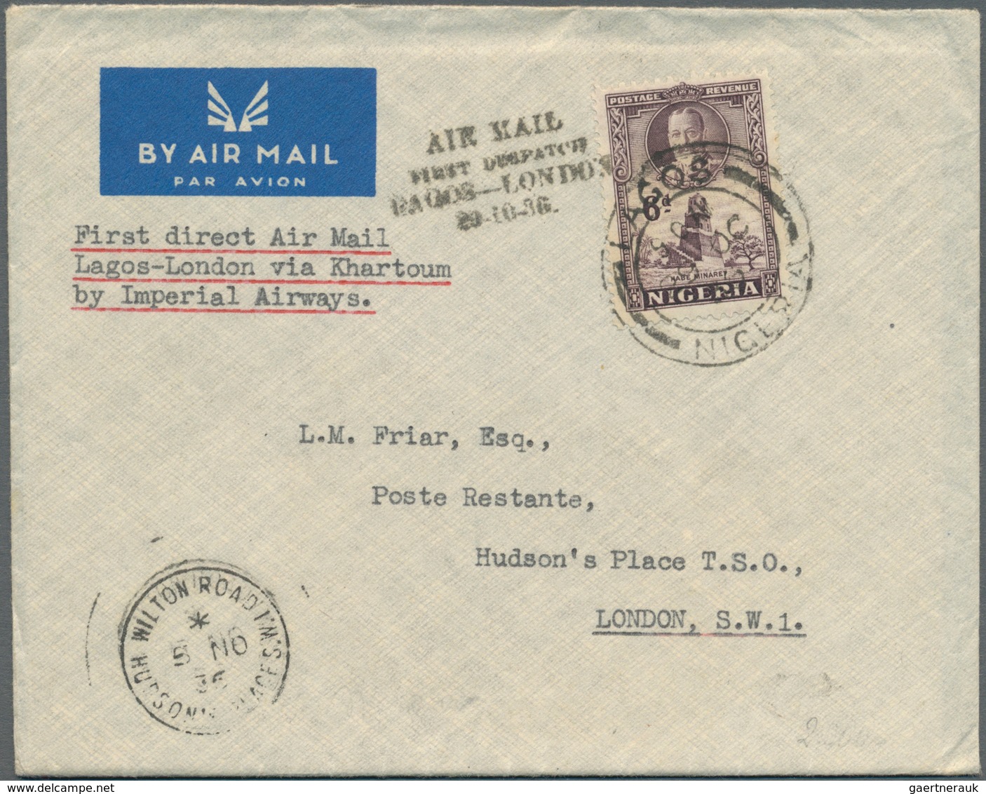 Flugpost Übersee: 1929/1941, British Colonies, Group Of 13 Airmail Covers/cards, E.g. Two Covers "LA - Sonstige & Ohne Zuordnung