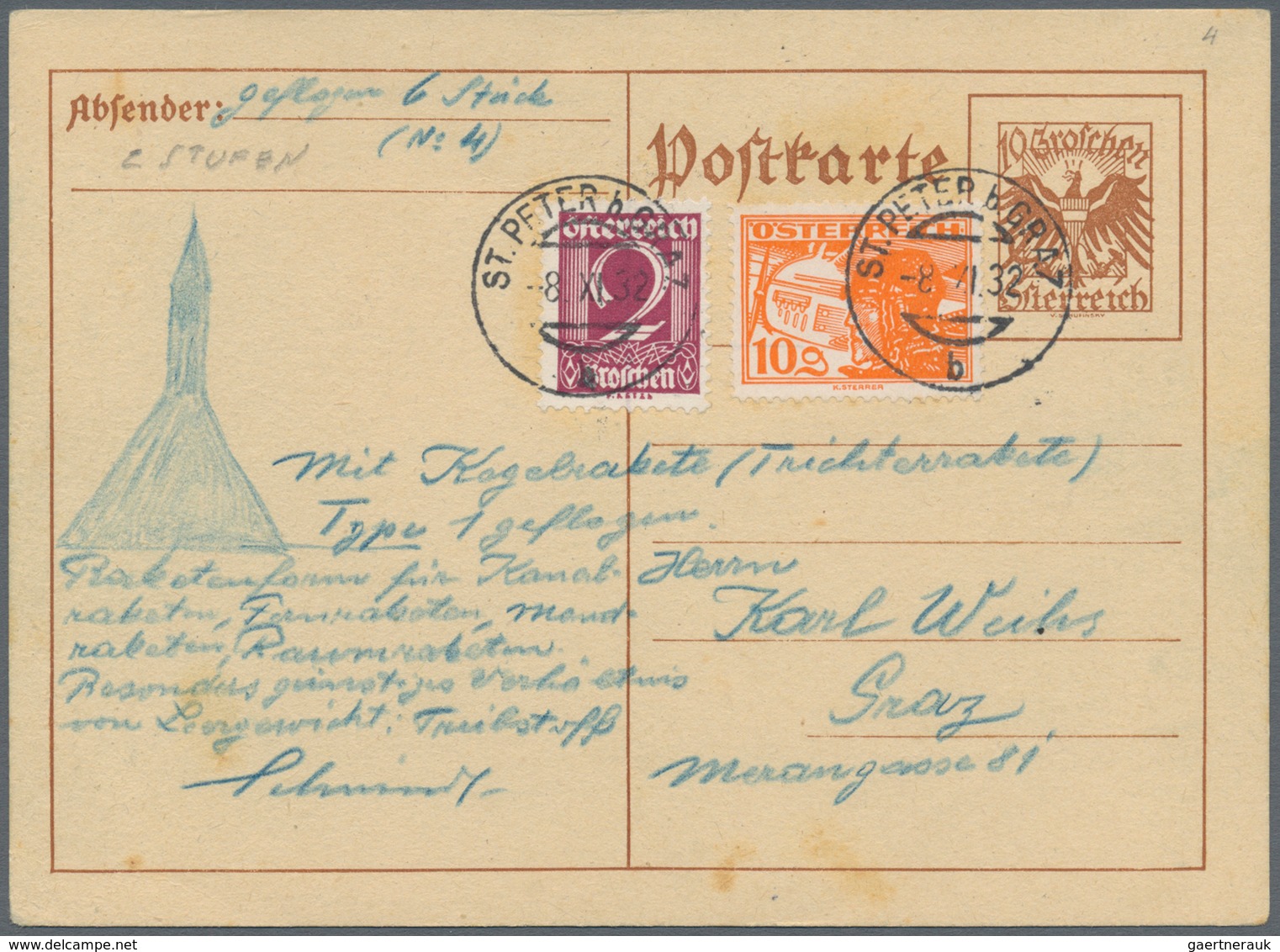 Raketenpost: Friedrich Schmiedl Was Born On 14.05.1902 In Schwertberg In Upper Austria. At The Age O - Sonstige & Ohne Zuordnung