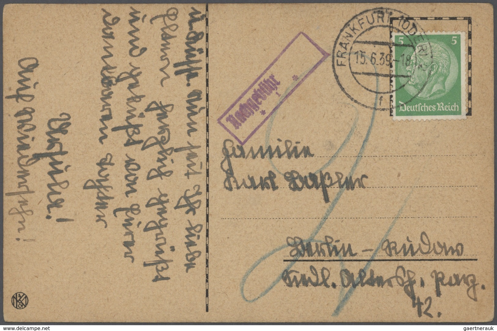 Thematische Philatelie: 1899/1944, NACHGEBÜHR, ca 200 Ansichtskarten überwiegend aus Deutschland mit