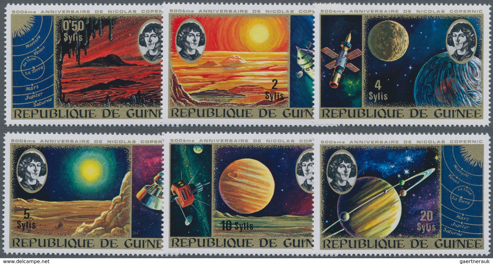 Thematik: Astronomie / Astronomy: 1973, GUINEA: 500th Birthday Of Nicolaus COPERNICUS Complete Set O - Astronomie