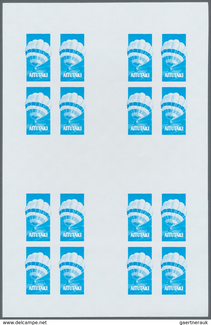 Thematik: Ballon-Luftfahrt / balloon-aviation: 1983, Aitutaki. Progressive proofs set of sheets for