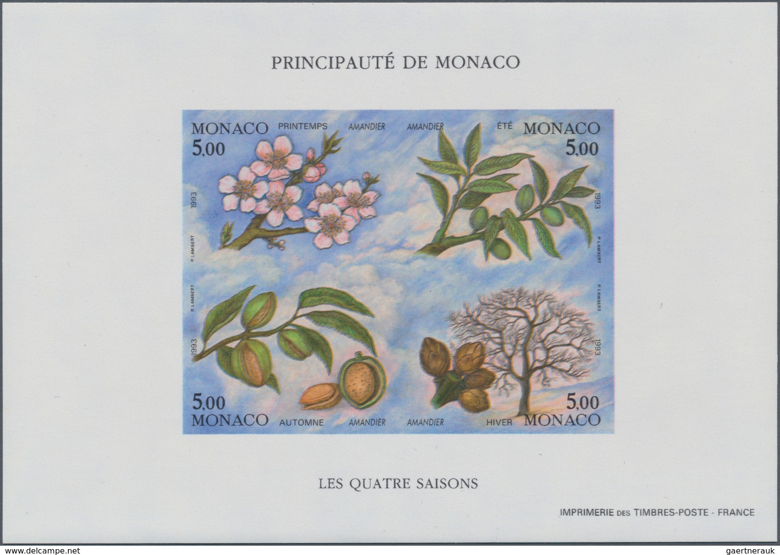 Thematik: Bäume / Trees: 1993, MONACO: The Four Seasons (almond Tree) In A Lot With 30 IMPERFORATE M - Árboles