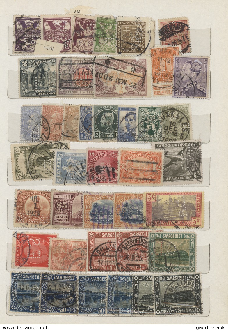 Thematik: Firmenlochung / Perfins: 1880/1960 (ca.), Accumulation Of Apprx. 860 Stamps With Perfins, - Ohne Zuordnung
