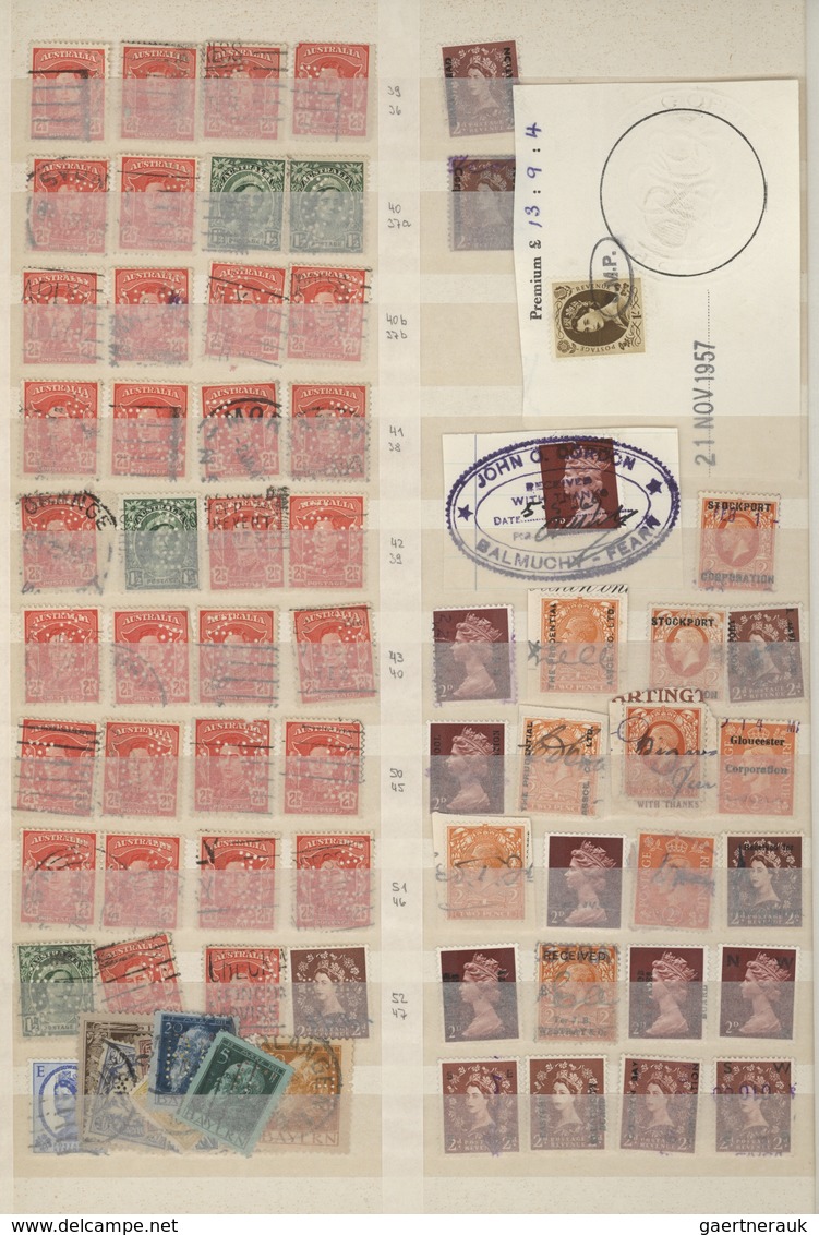 Thematik: Firmenlochung / Perfins: 1885/1990 (ca.), Sophiaticated Accumulation Of Apprx. 3.300 Stamp - Ohne Zuordnung