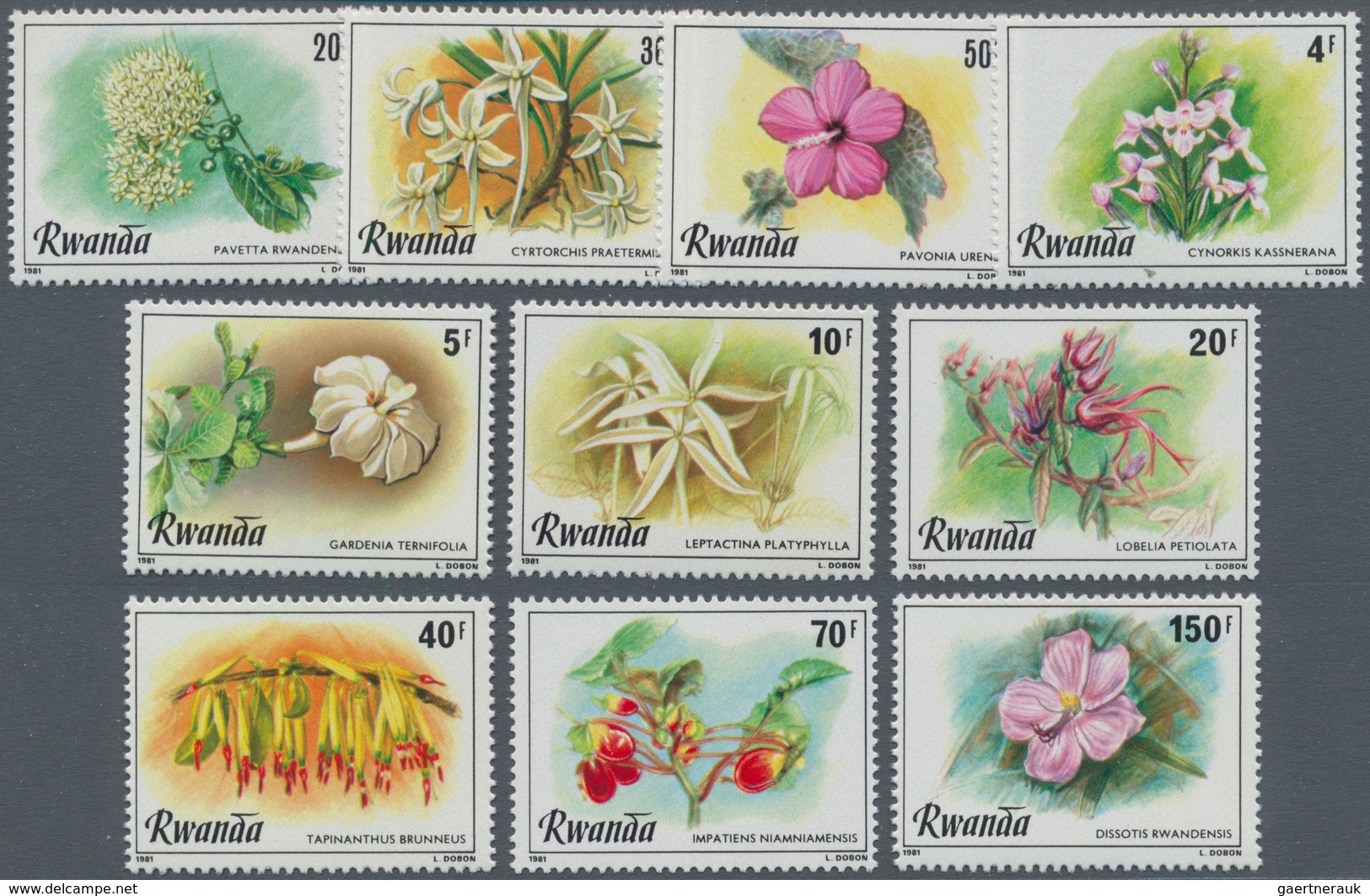 Thematik: Flora, Botanik / Flora, Botany, Bloom: 1981, RWANDA: Flowers Complete Set Of Ten From 20c. - Sonstige & Ohne Zuordnung