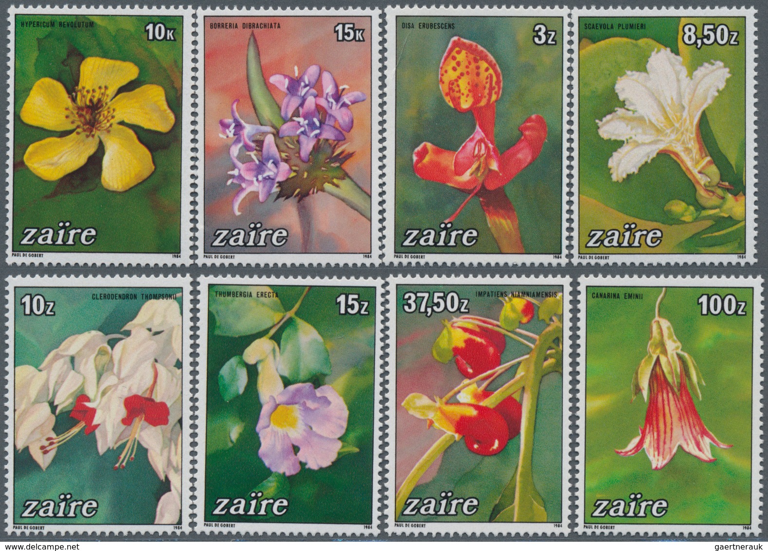 Thematik: Flora, Botanik / Flora, Botany, Bloom: 1984, ZAIRE: Flowers Complete Set Of Eight In A Lot - Sonstige & Ohne Zuordnung