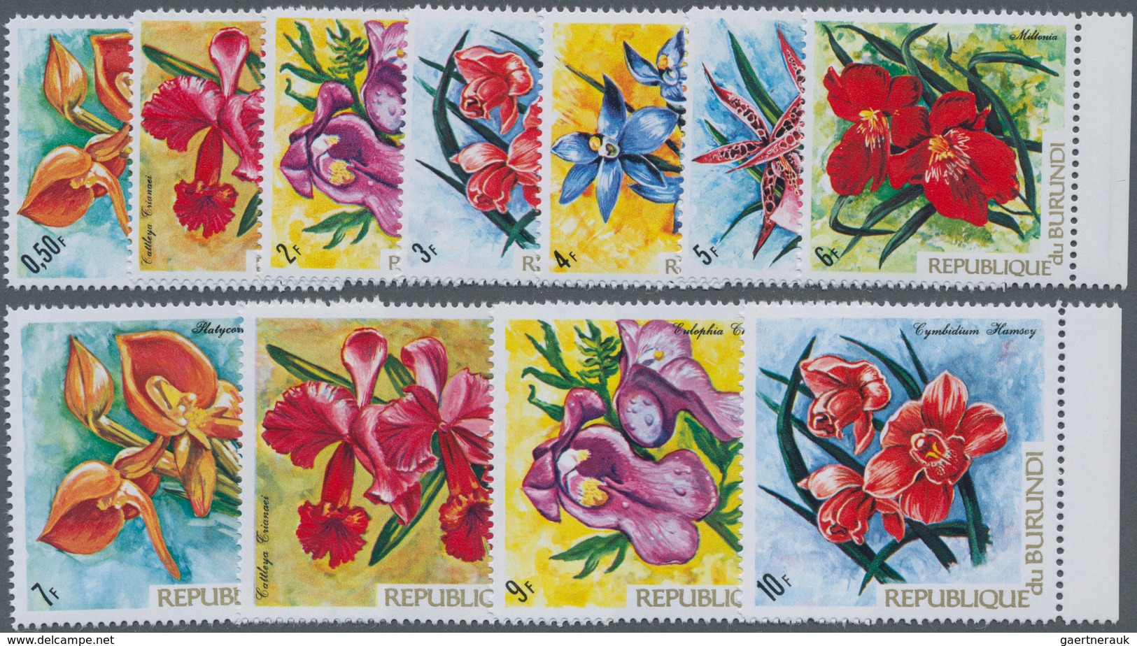 Thematik: Flora-Orchideen / Flora-orchids: 1972, BURUNDI: Orchids Complete Set Of 11 Stamps In A Lot - Orchideen