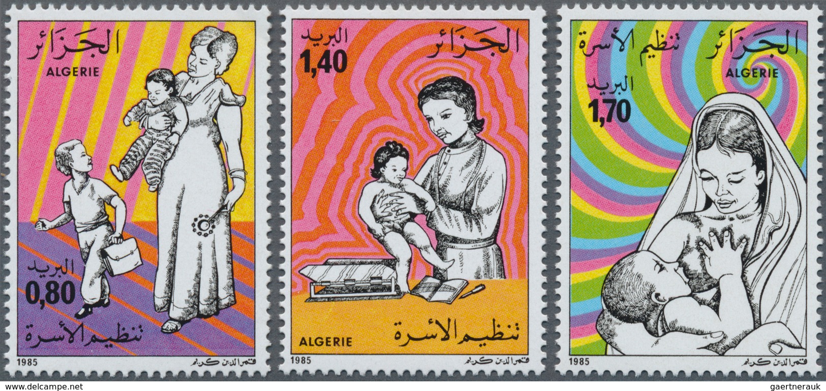 Thematik: Frauen / Women: 1985, ALGERIA: Family Planning (mothers With Children) Complete Set Of Thr - Ohne Zuordnung