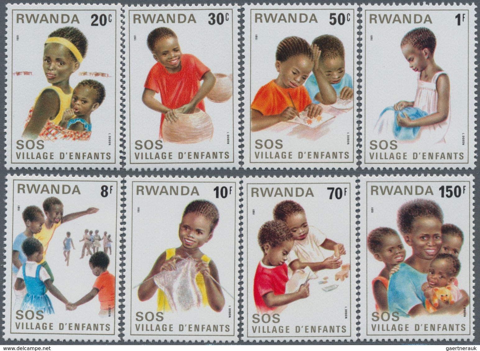 Thematik: Kinder / Children: 1981, RWANDA: SOS Children Village In Kigali Complete Set Of Eight From - Otros & Sin Clasificación