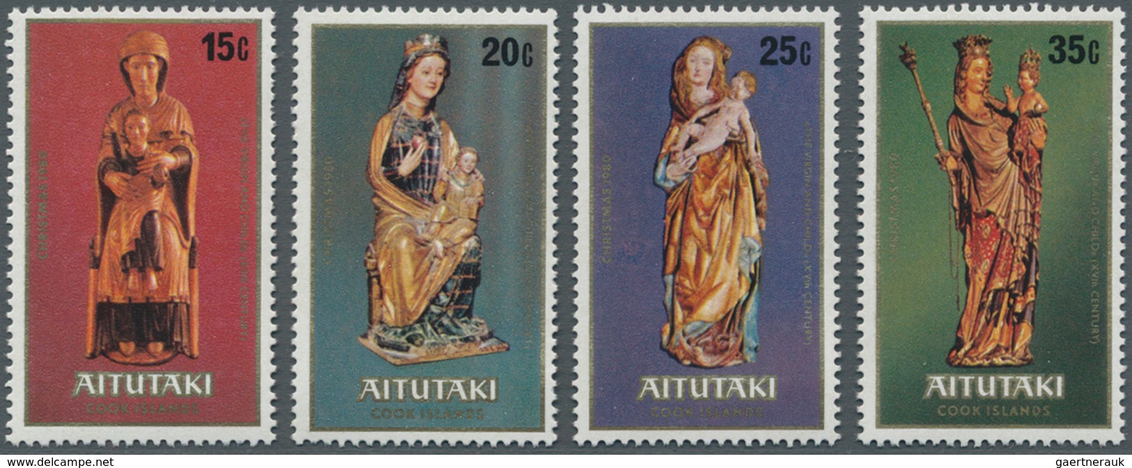 Thematik: Kunst / Art: 1980, AITUTAKI: Christmas Complete Set Of Four With Different Statues ‚The Vi - Sonstige & Ohne Zuordnung