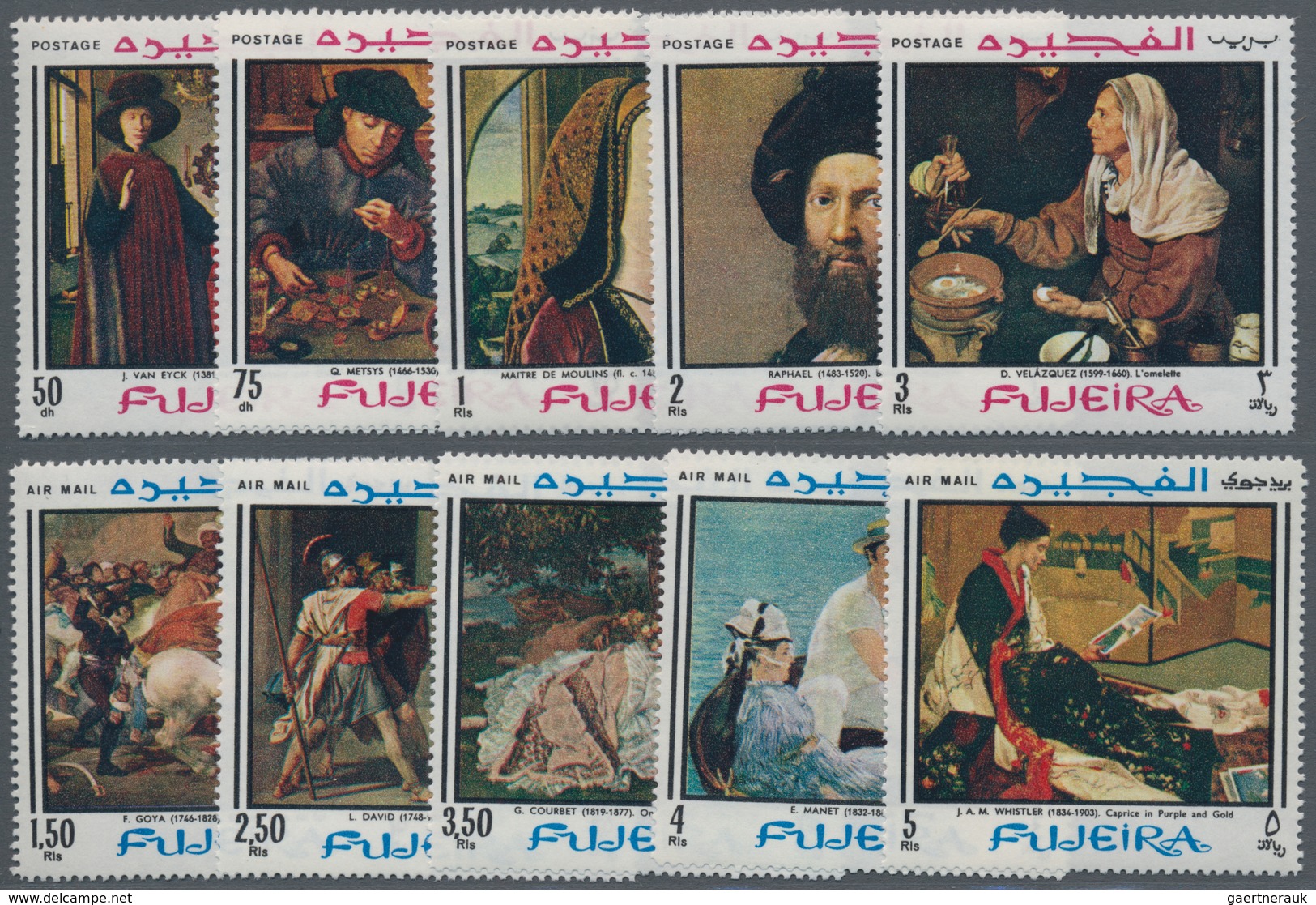 Thematik: Malerei, Maler / Painting, Painters: 1968, FUJEIRA: Paintings Complete Set Of Ten (van Eyc - Sonstige & Ohne Zuordnung