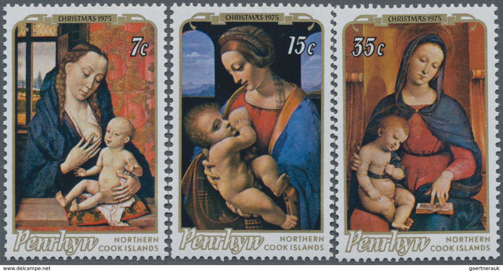 Thematik: Malerei, Maler / Painting, Painters: 1975, PENRHYN: Christmas Complete Set Of Three With D - Sonstige & Ohne Zuordnung