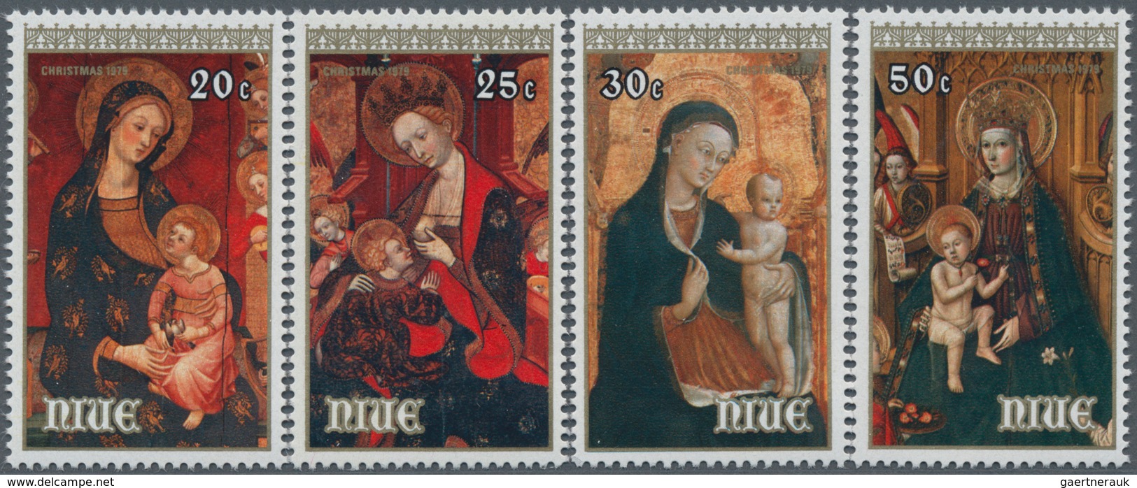 Thematik: Malerei, Maler / Painting, Painters: 1979, NIUE: Christmas Complete Set Of Four With Paint - Autres & Non Classés