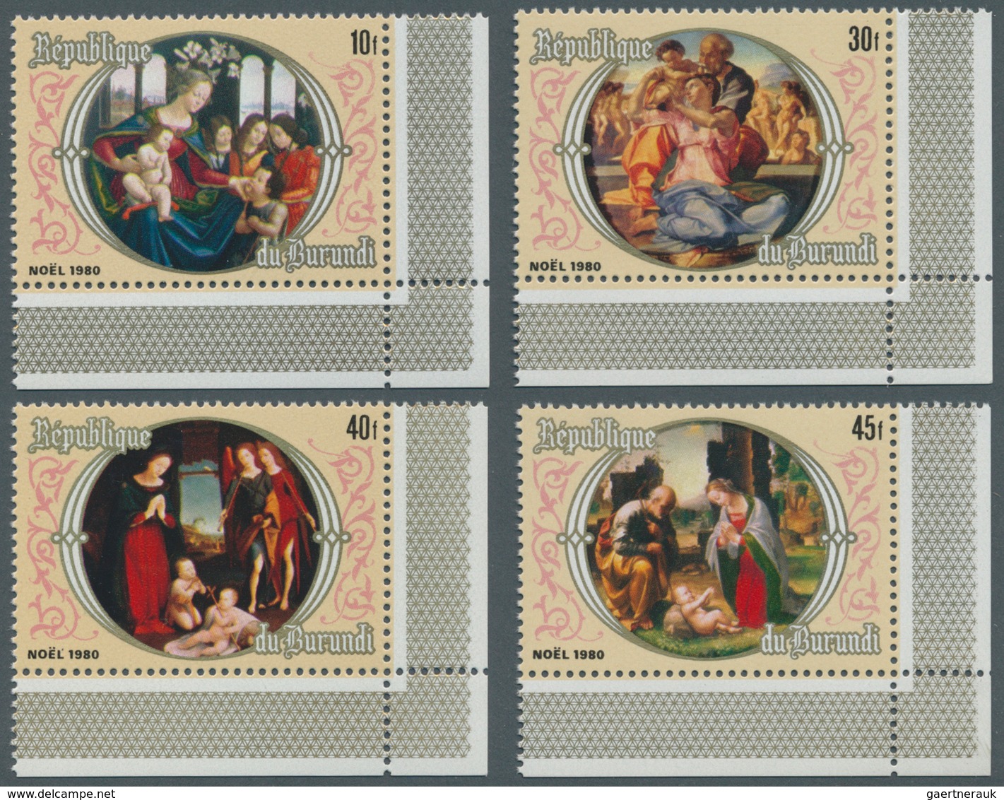 Thematik: Malerei, Maler / Painting, Painters: 1981, BURUNDI: Christmas 1980 Complete Set Of Four Wi - Sonstige & Ohne Zuordnung