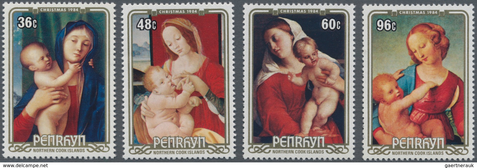 Thematik: Malerei, Maler / Painting, Painters: 1984, PENRHYN: Christmas Complete Set Of Four With Di - Sonstige & Ohne Zuordnung