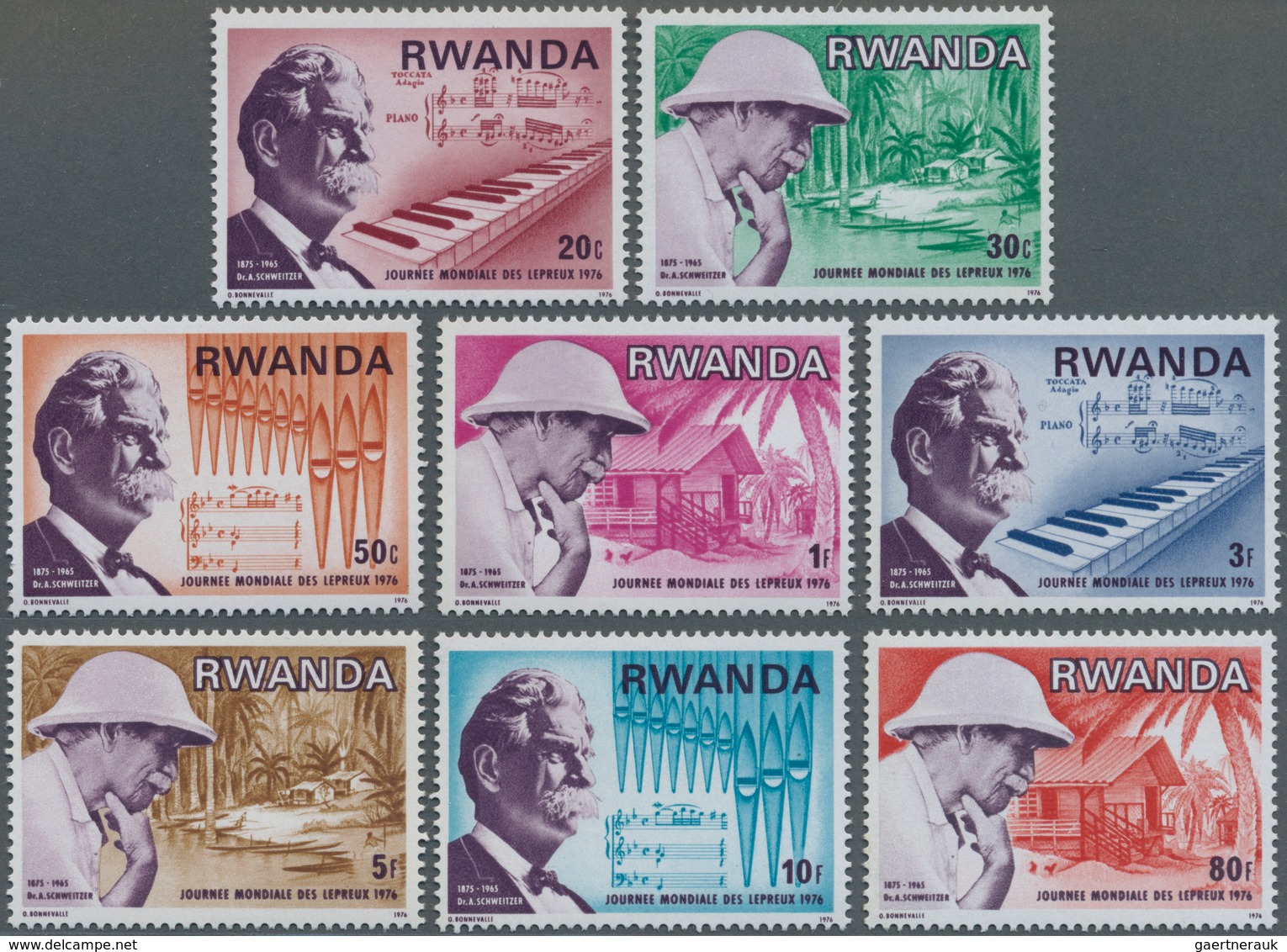 Thematik: Medizin, Gesundheit / Medicine, Health: 1976, RWANDA: World Leprosy Day Complete Set Of Ei - Medizin