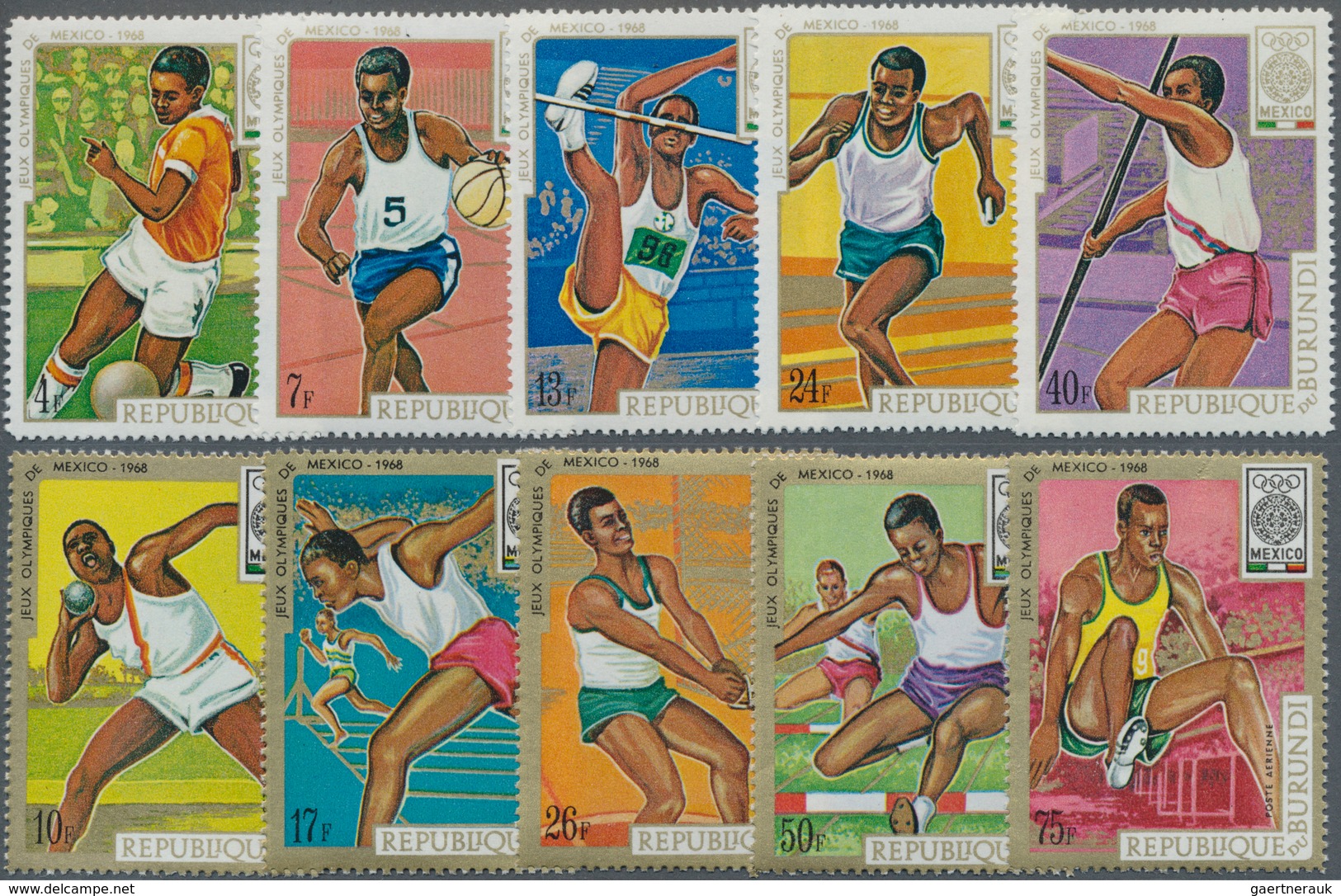 Thematik: Olympische Spiele / Olympic Games: 1968, BURUNDI: Summer Olympics Mexico Complete Set Of T - Sonstige & Ohne Zuordnung