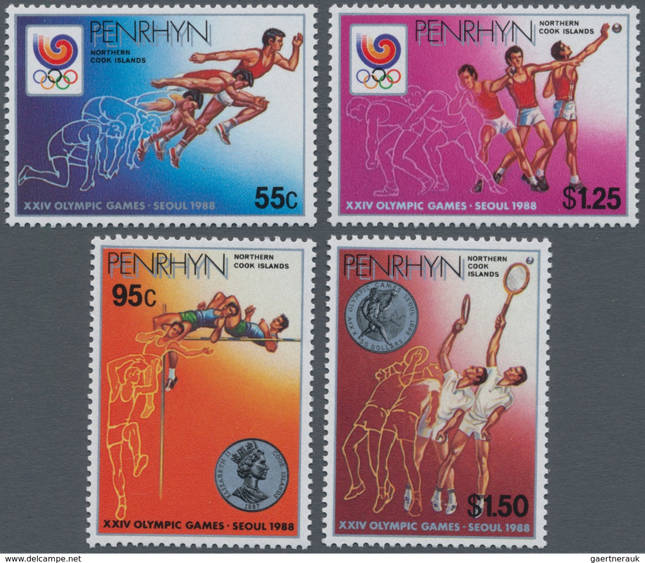 Thematik: Olympische Spiele / Olympic Games: 1988, PENRHYN: Summer Olympics Seoul Complete Set Of Fo - Sonstige & Ohne Zuordnung