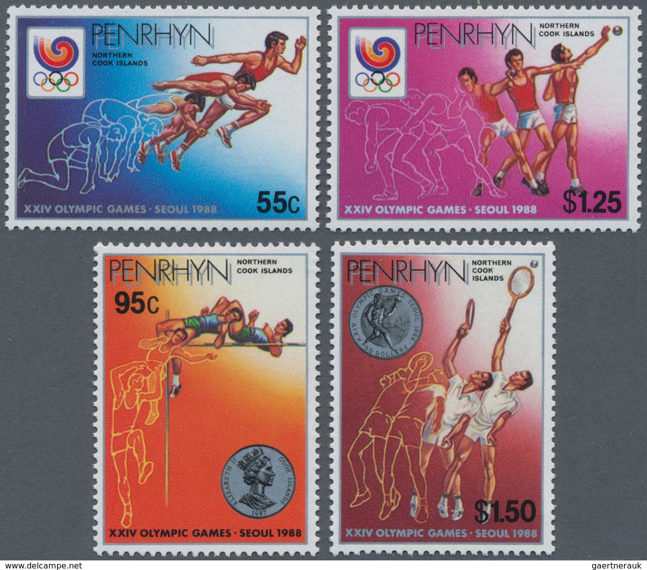 Thematik: Olympische Spiele / Olympic Games: 1988, PENRHYN: Summer Olympics Seoul Complete Set Of Fo - Sonstige & Ohne Zuordnung