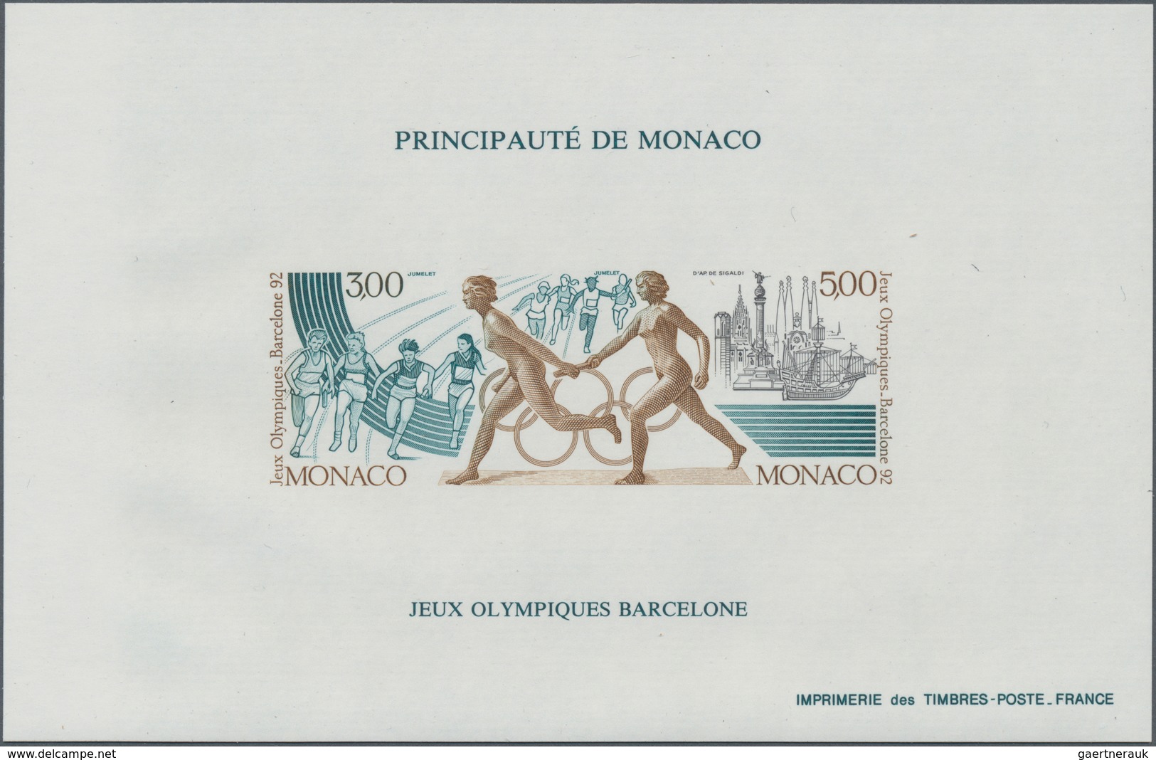 Thematik: Olympische Spiele / Olympic Games: 1991, Monaco, Olympic Games Barcelona '92, Bloc Speciau - Sonstige & Ohne Zuordnung