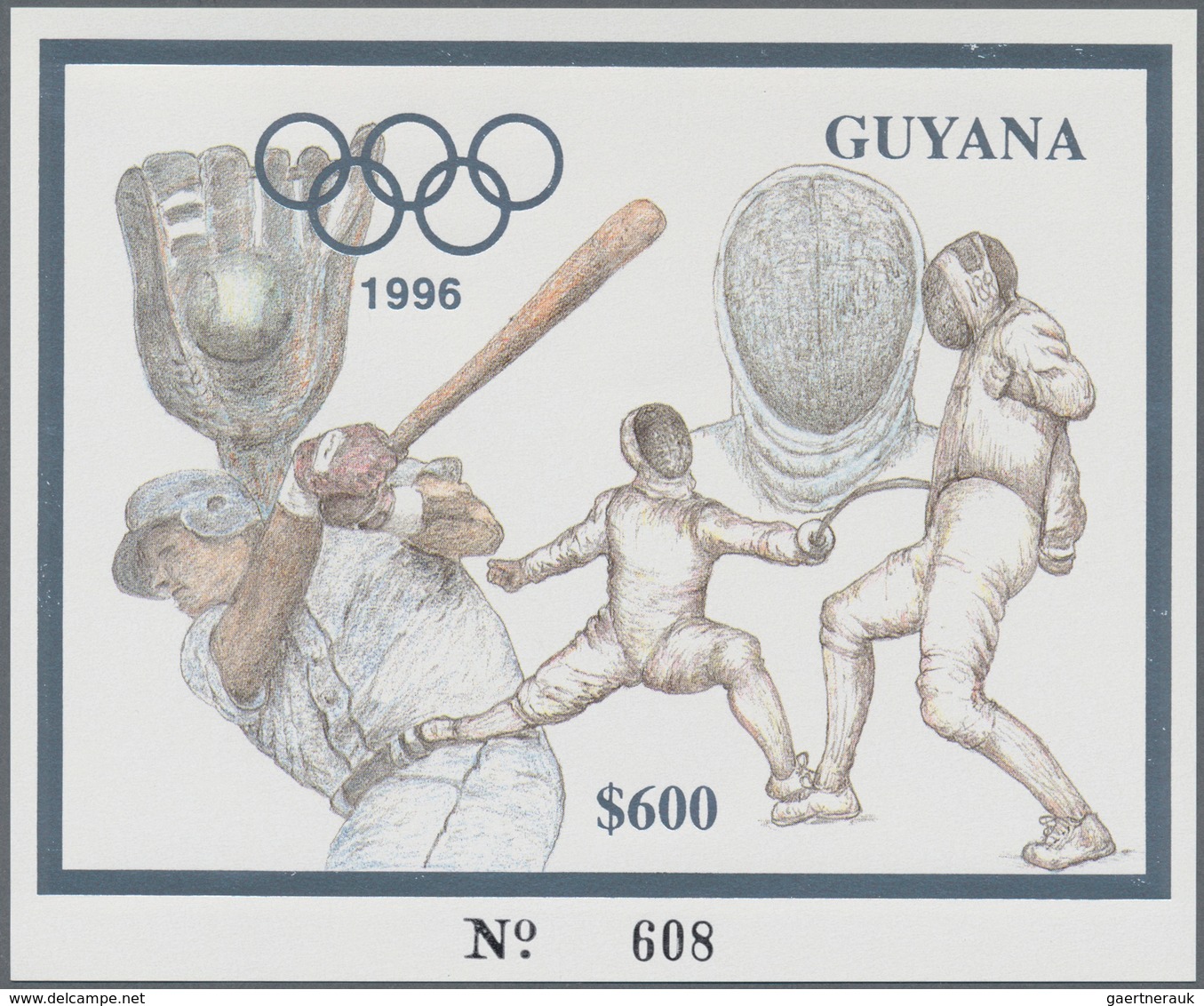 Thematik: Olympische Spiele / olympic games: 1993, Guyana. Complete set of 5 times 2 GOLD and SILVER