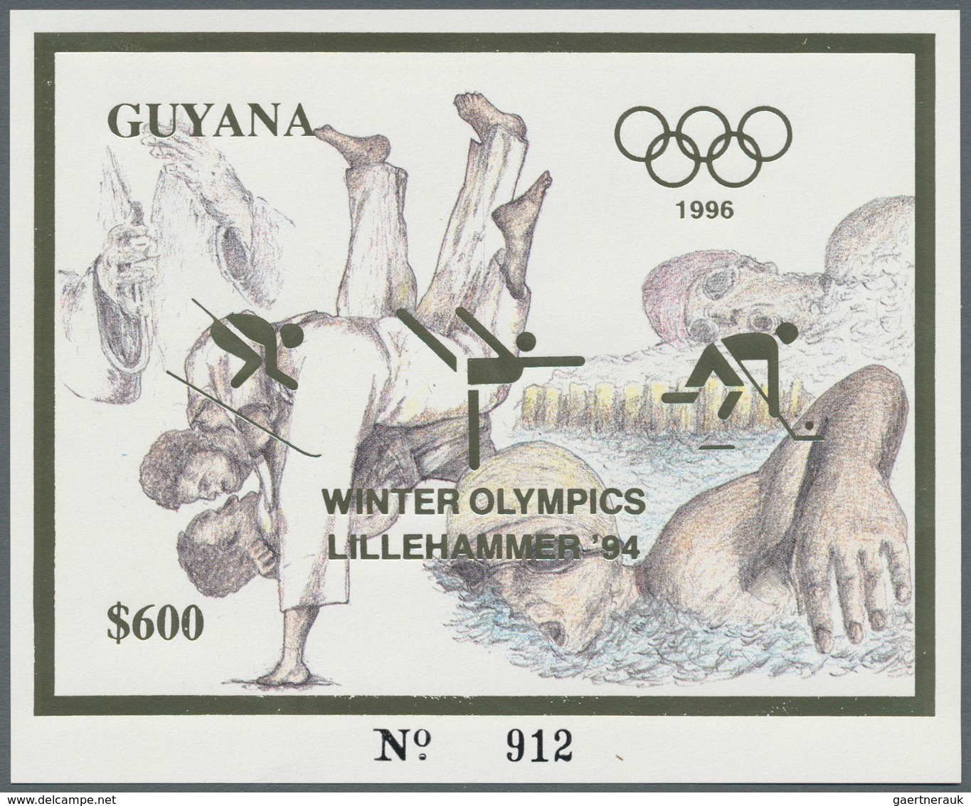 Thematik: Olympische Spiele / Olympic Games: 1993, Guyana. Set Of 100 GOLD Souvenir Sheets And 100 S - Altri & Non Classificati