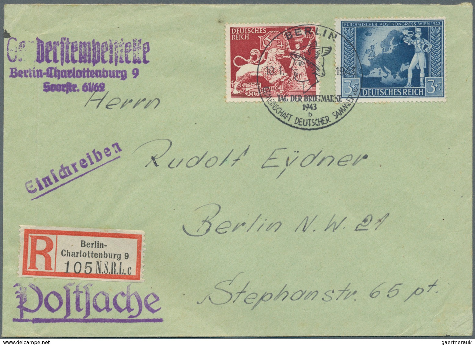 Thematik: Philatelie - Tag Der Briefmarke / Stamp Days: 1936/1943, III.Reich, Partie Von Ca. 86 Brie - Stamp's Day