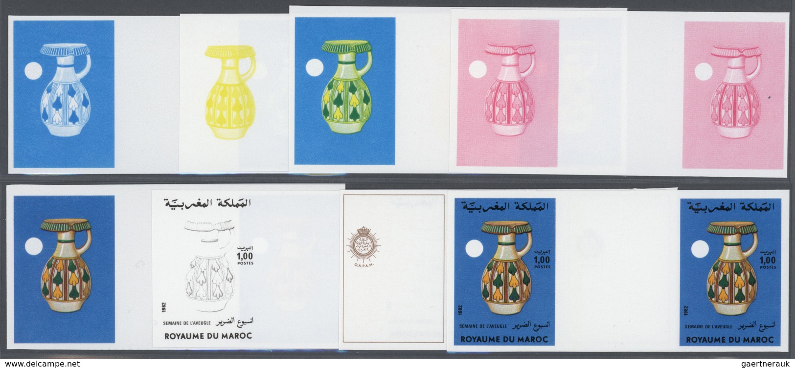 Thematik: Porzellan-Keramik / Porcelain-ceramics: 1982, Morocco. Lot Containing Progressive Proofs ( - Porzellan