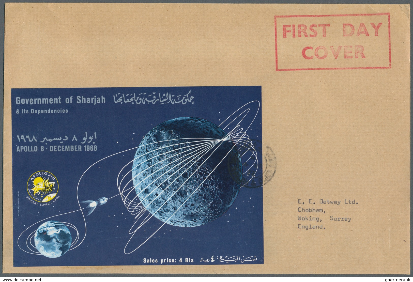 Thematik: Raumfahrt / astronautics: 1969/1971, Sharjah, assortment of 27 (mainly cacheted) envelopes