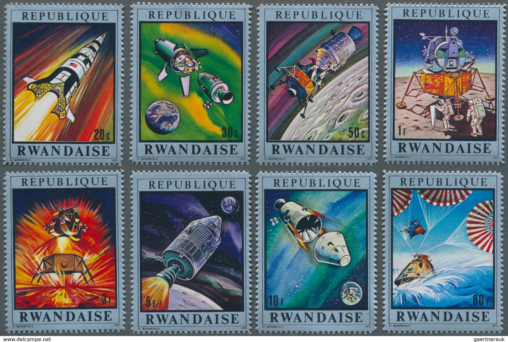 Thematik: Raumfahrt / Astronautics: 1970, RWANDA: Moon Flight Of Apollo XIII Complete Set Of Eight I - Otros & Sin Clasificación