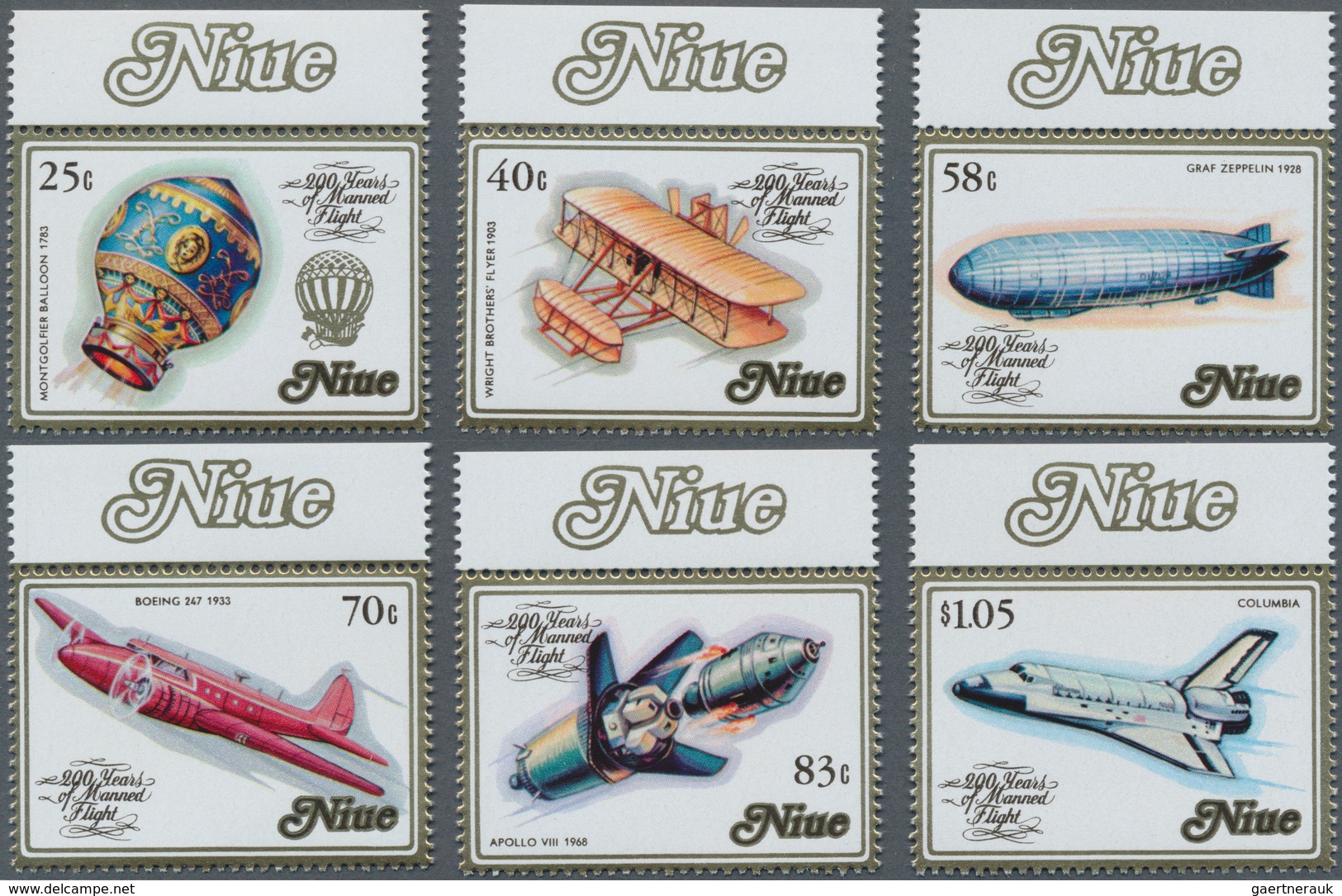 Thematik: Raumfahrt / Astronautics: 1983, NIUE: 200 Years Of Aviation Complete Set Of Six (Montgolfi - Sonstige & Ohne Zuordnung