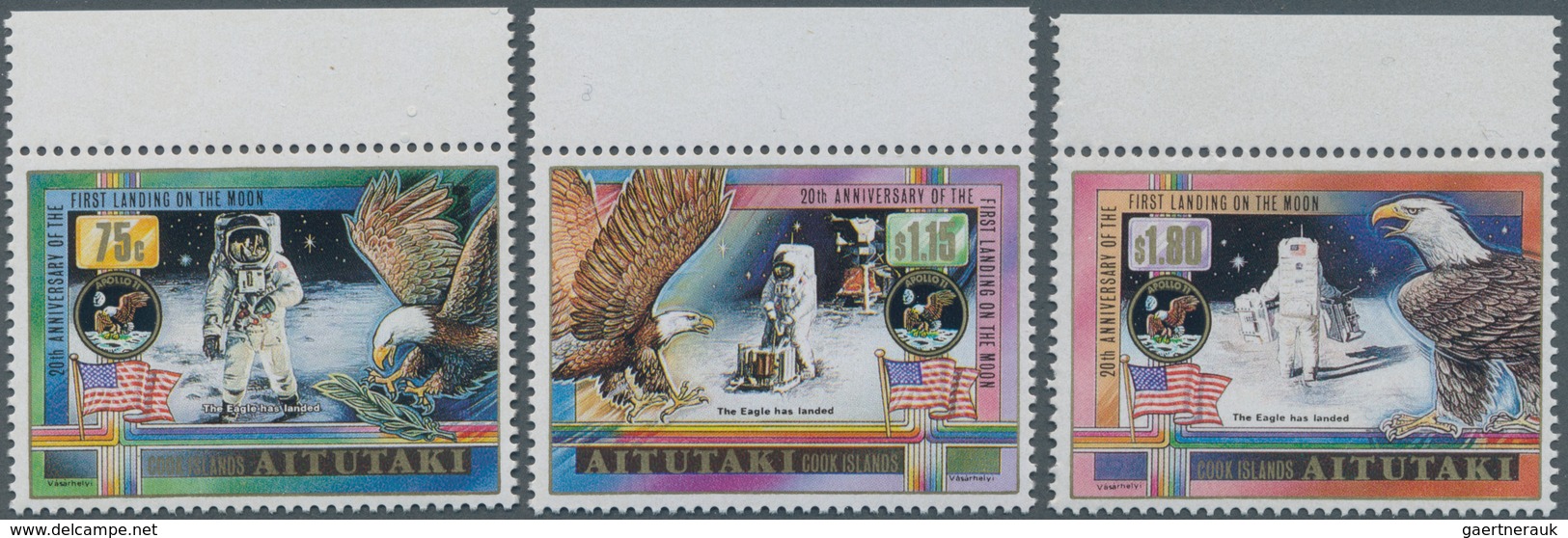 Thematik: Raumfahrt / Astronautics: 1989, AITUTAKI: 20th Anniversary Of The First Landing On The Moo - Sonstige & Ohne Zuordnung