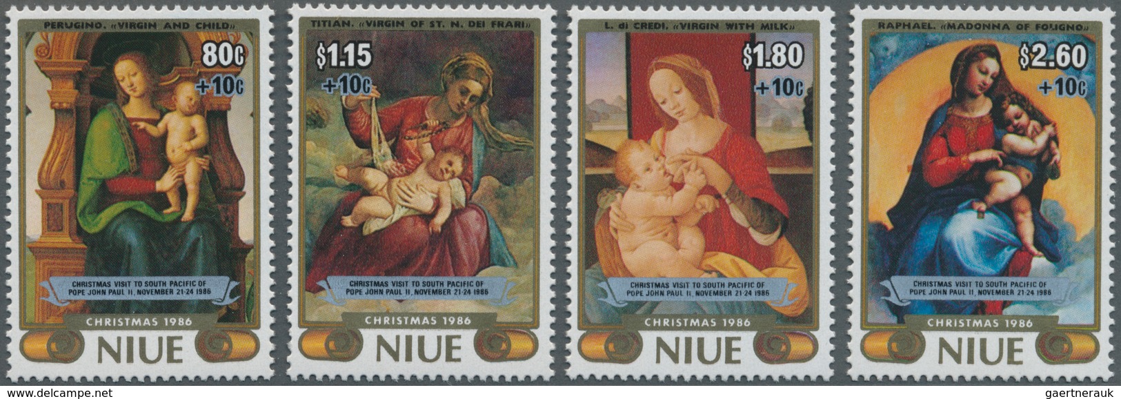 Thematik: Religion / Religion: 1986, NIUE: Christmas Complete Set Of Four With Different Paintings ( - Otros & Sin Clasificación