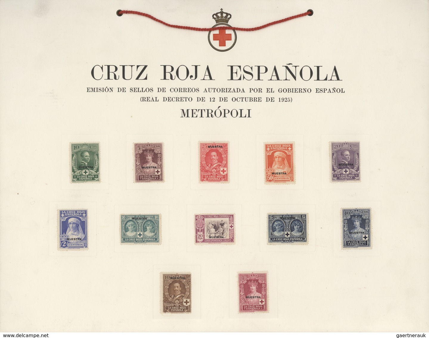 Thematik: Rotes Kreuz / Red Cross: 1925/1926, Spain. Display Board "Cruz Roja Espanola" By Waterlow - Rotes Kreuz