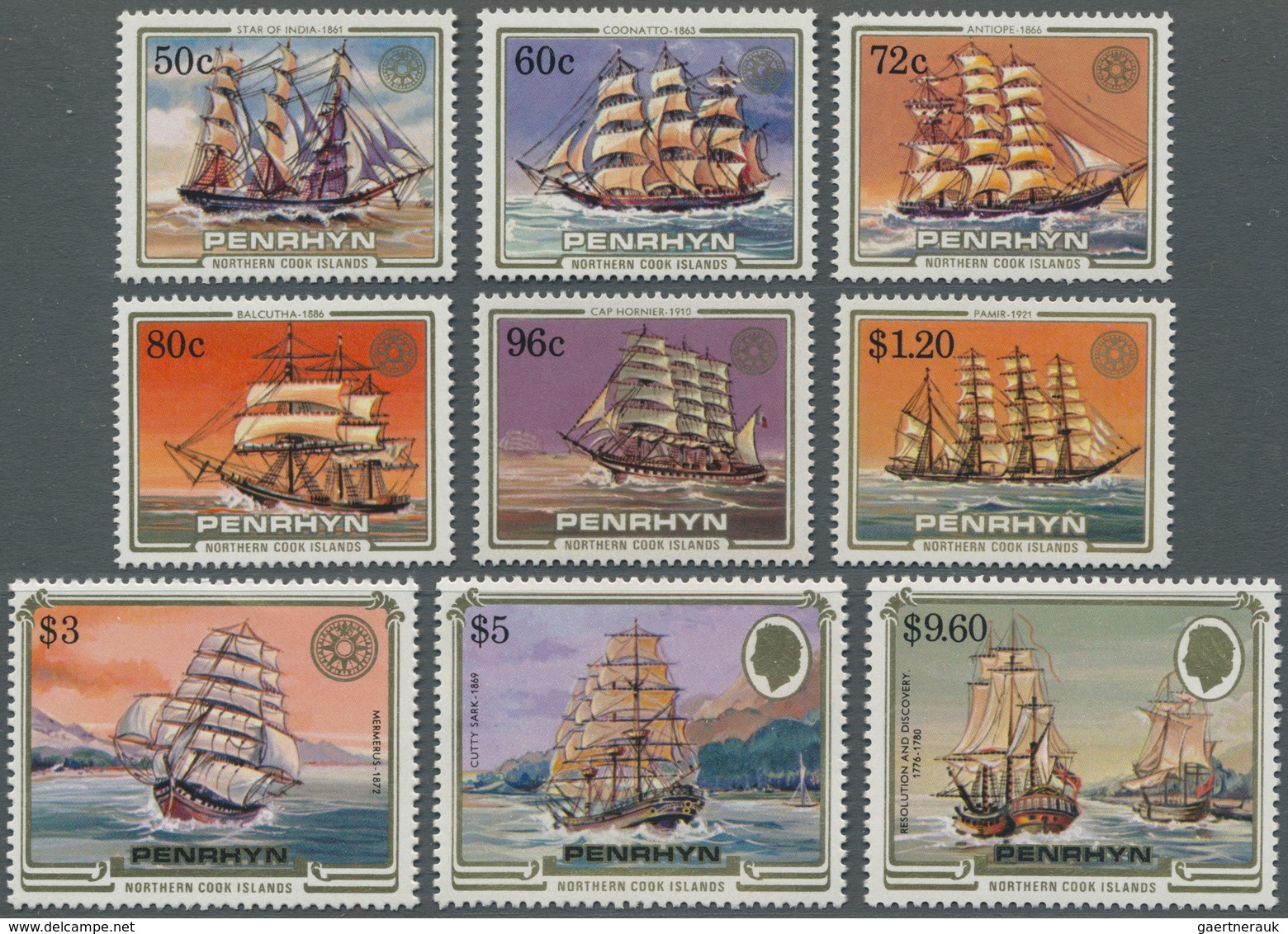 Thematik: Schiffe-Segelschiffe / Ships-sailing Ships: 1984, PENRHYN: Ship Definitives Part Set Of Ni - Ships