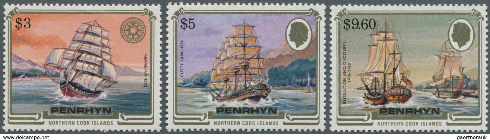 Thematik: Schiffe-Segelschiffe / Ships-sailing Ships: 1984, PENRHYN: Ship Definitives The Three Key - Schiffe