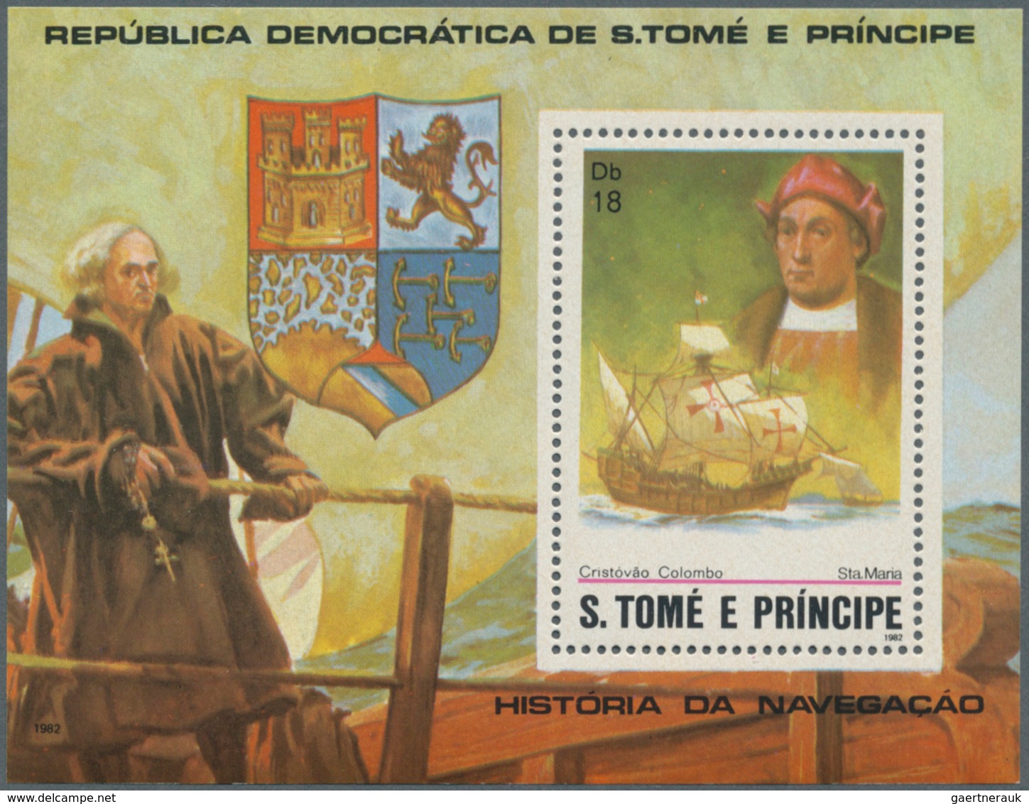 Thematik: Seefahrer, Entdecker / Sailors, Discoverers: 1982, SAO TOME E PRINCIPE: Navigators With He - Erforscher