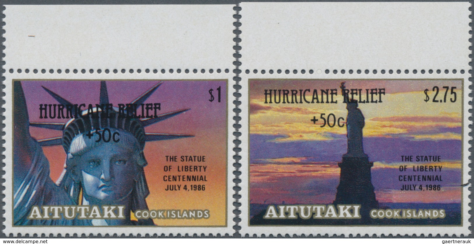 Thematik: Sehenswürdigkeiten-Freiheitsstatue / Sights- Statue Of Liberty: 1987, AITUTAKI: Centenary - Sonstige & Ohne Zuordnung