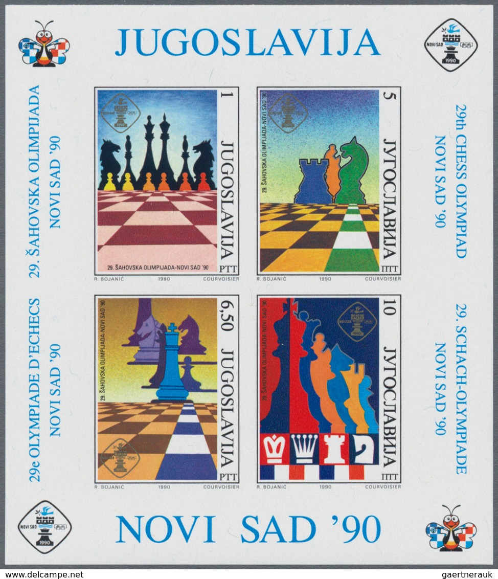 Thematik: Spiele-Schach / Games-chess: 1990, Yugoslavia. CHESS OLYMPIAD, Novi Sad. Lot With 100 Bloc - Schach