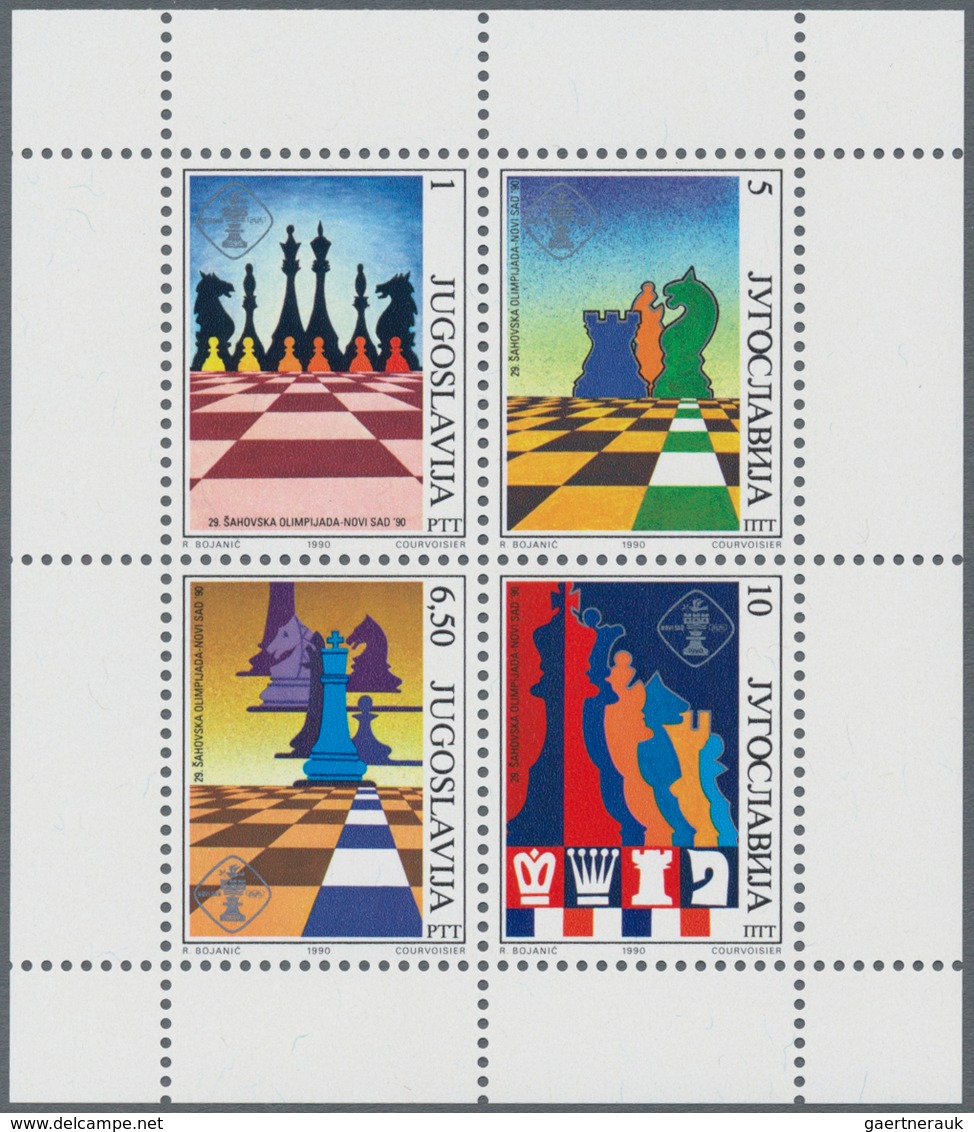 Thematik: Spiele-Schach / Games-chess: 1990, Yugoslavia. CHESS OLYMPIAD, Novi Sad. Lot With 100 Bloc - Schach