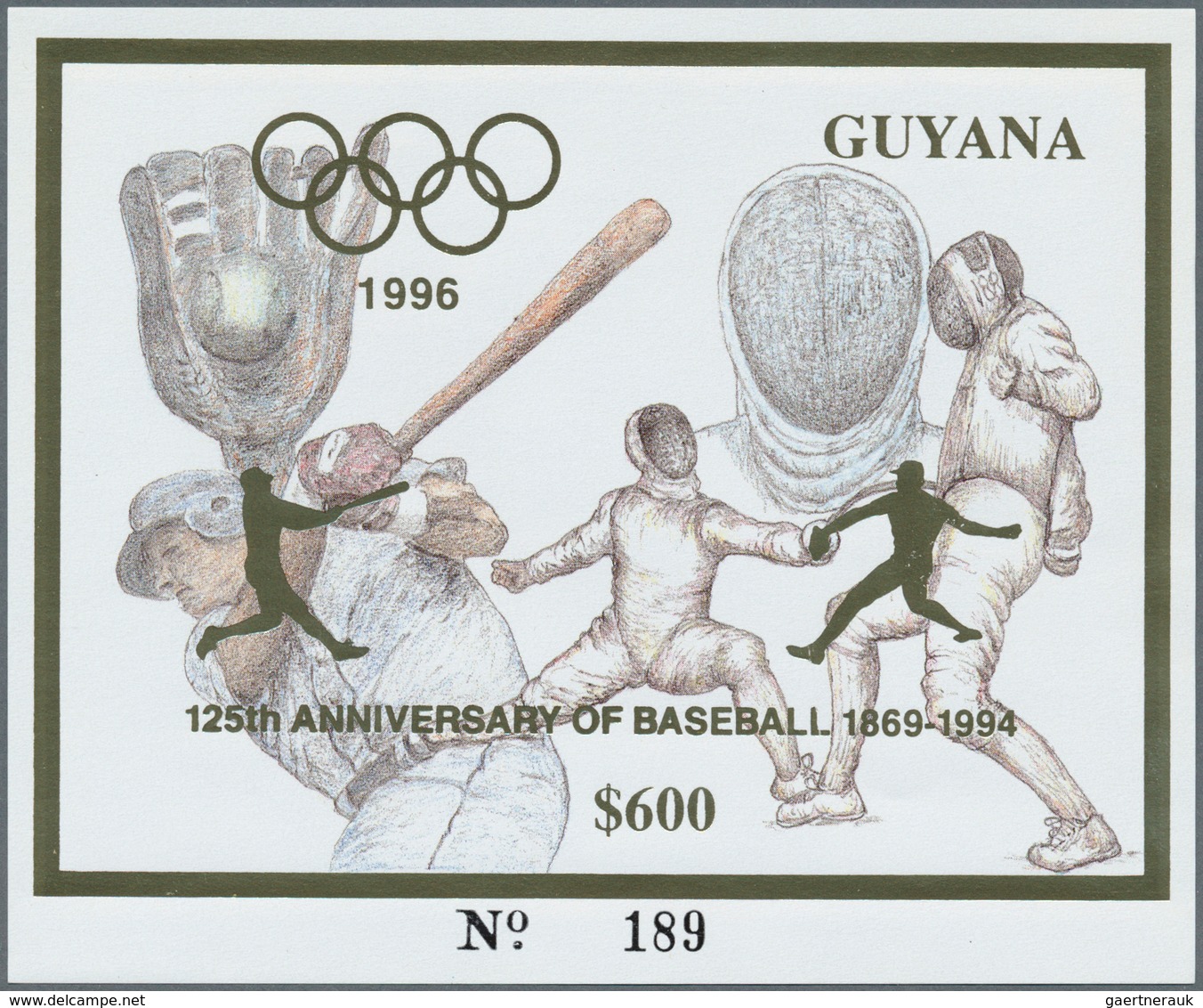 Thematik: Sport-Baseball / Sport-baseball: 1993, Guyana. Lot Of 100 GOLD Blocks $600 Olympic Games A - Baseball