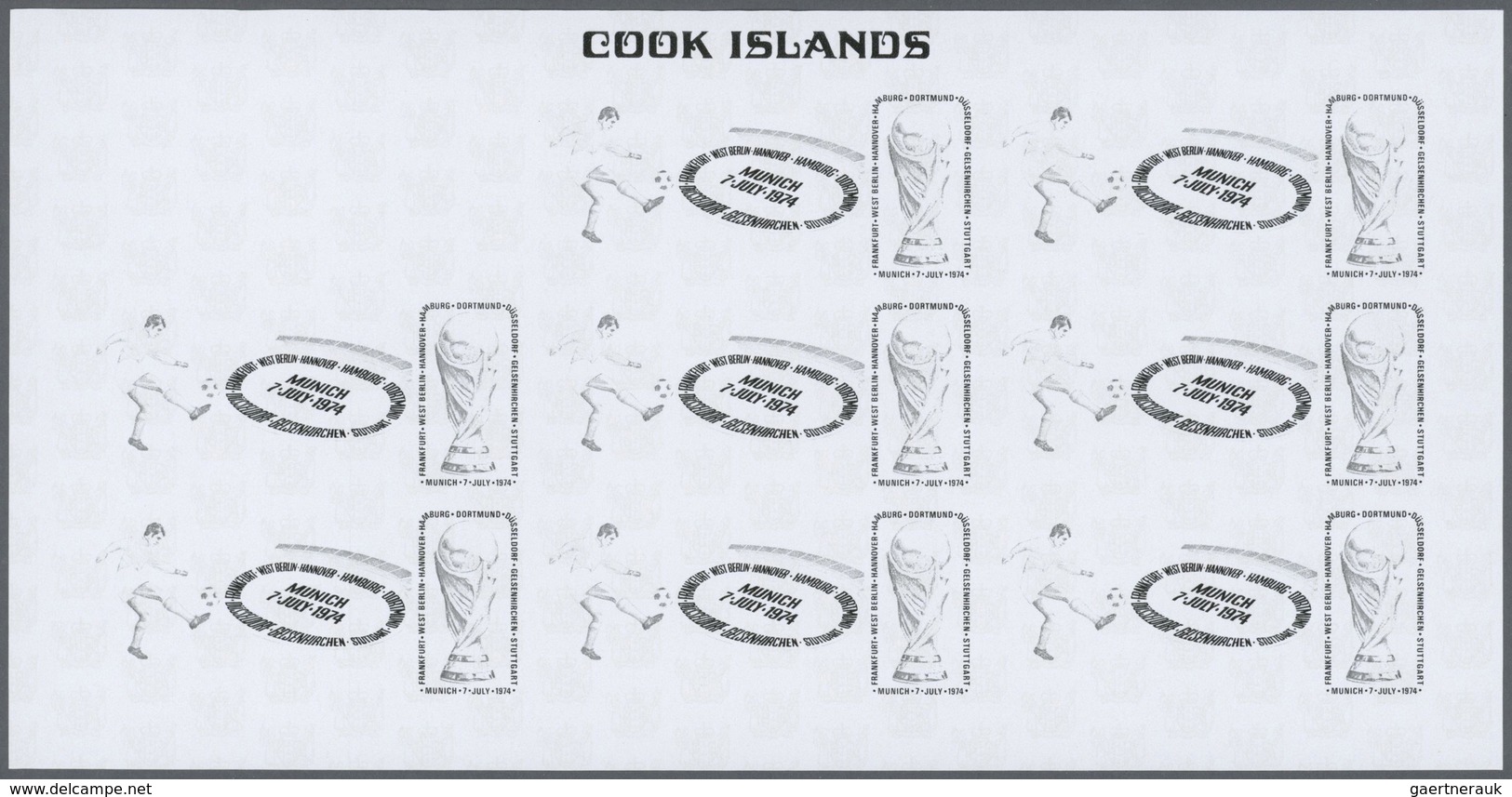Thematik: Sport-Fußball / Sport-soccer, Football: 1974, Cook Islands. Progressive Proofs Set Of Shee - Other & Unclassified