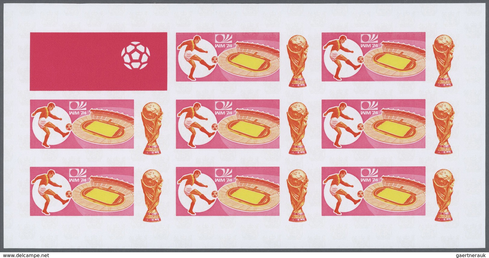 Thematik: Sport-Fußball / Sport-soccer, Football: 1974, Cook Islands. Progressive Proofs Set Of Shee - Sonstige & Ohne Zuordnung