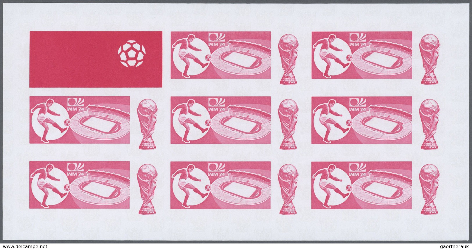 Thematik: Sport-Fußball / sport-soccer, football: 1974, Cook Islands. Progressive proofs set of shee