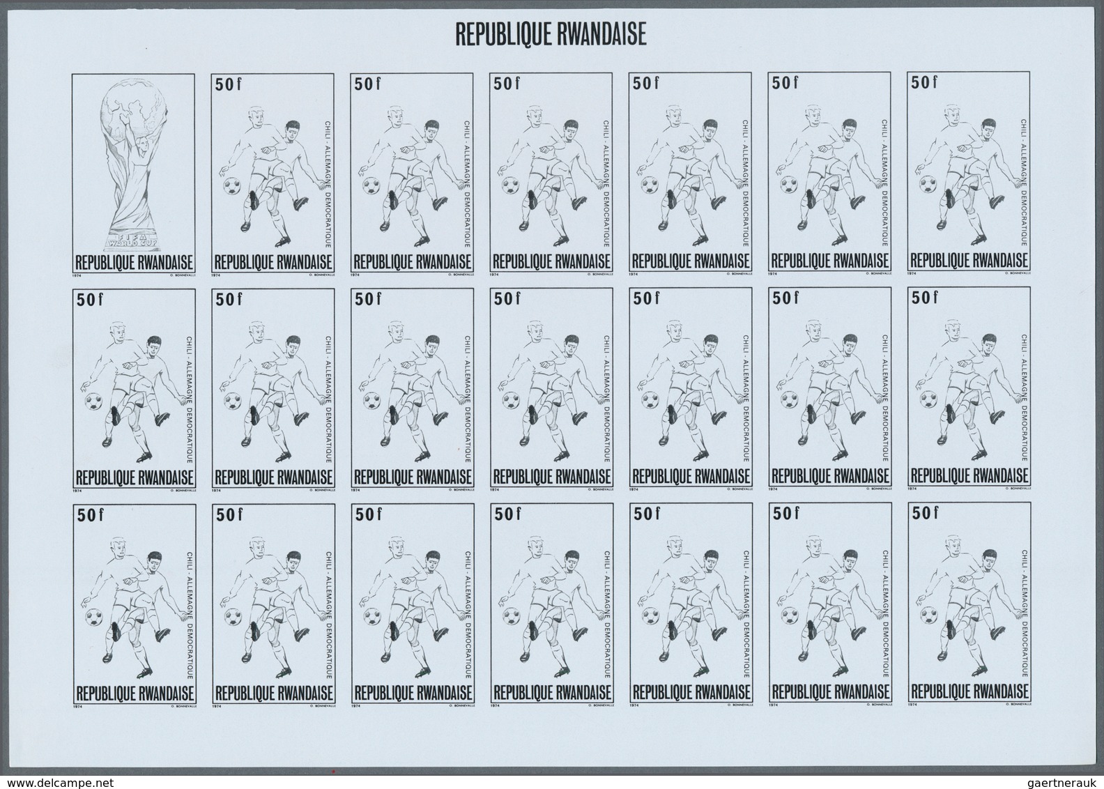 Thematik: Sport-Fußball / Sport-soccer, Football: 1974, Rwanda. Progressive Proofs Set Of Sheets For - Sonstige & Ohne Zuordnung