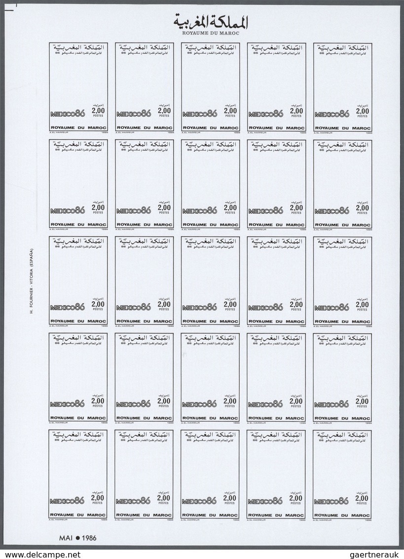 Thematik: Sport-Fußball / sport-soccer, football: 1986, Morocco. Progressive proofs set of sheets fo