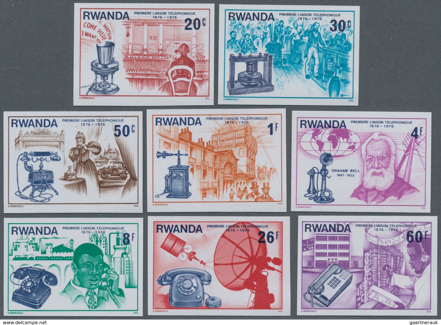 Thematik: Technik-Telefon / Technic-telephone: 1976, RWANDA: 100 Years Telephone Complete IMPERFORAT - Telekom