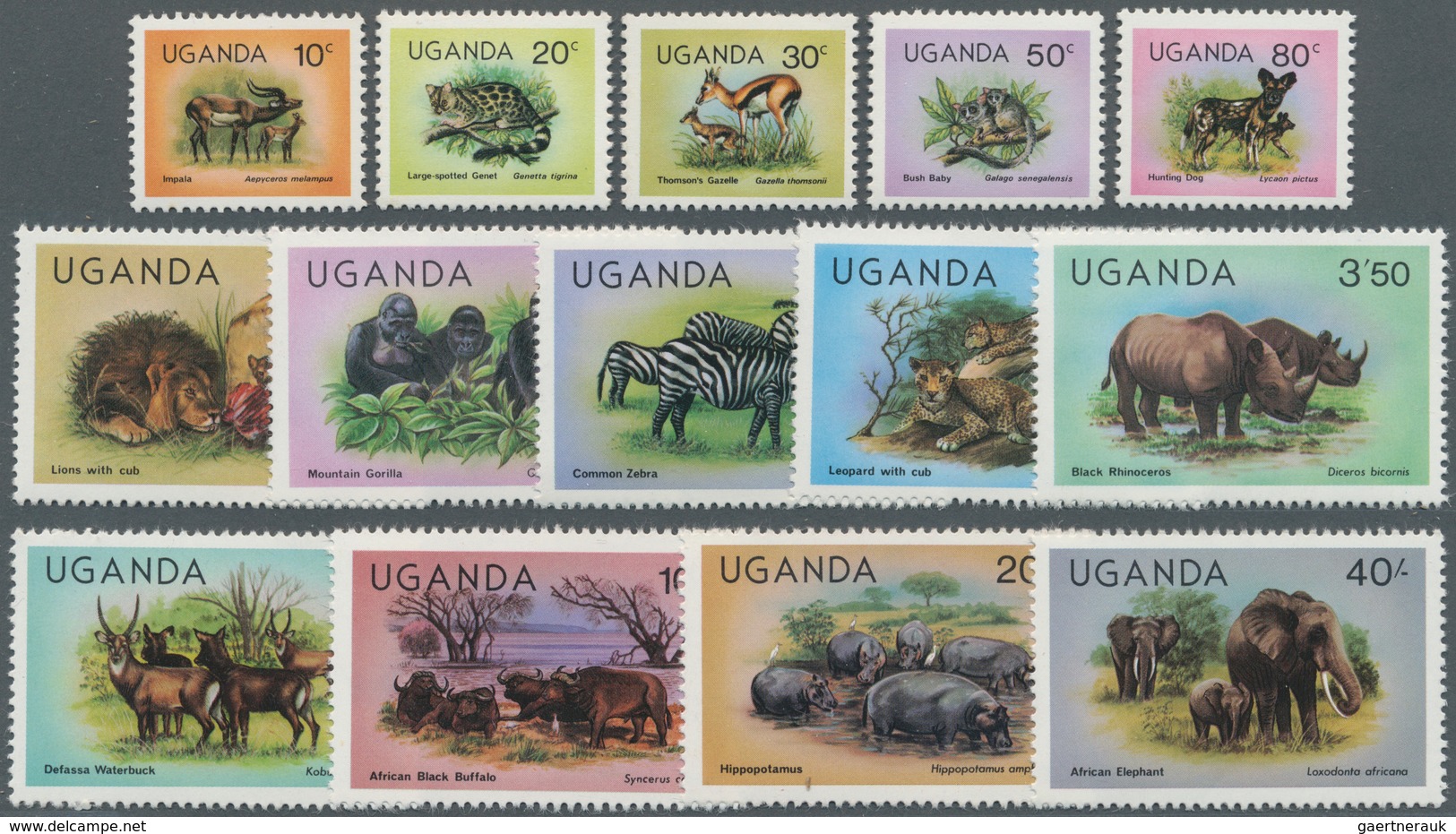 Thematik: Tiere, Fauna / Animals, Fauna: 1979, UGANDA: Animal Definitives (elephant, Wild Dog, Lion, - Sonstige & Ohne Zuordnung