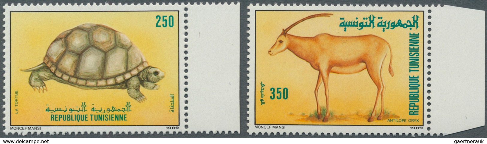 Thematik: Tiere, Fauna / Animals, Fauna: 1989, TUNISIA: Animals Complete Set Of Two With 250m. Turtl - Sonstige & Ohne Zuordnung