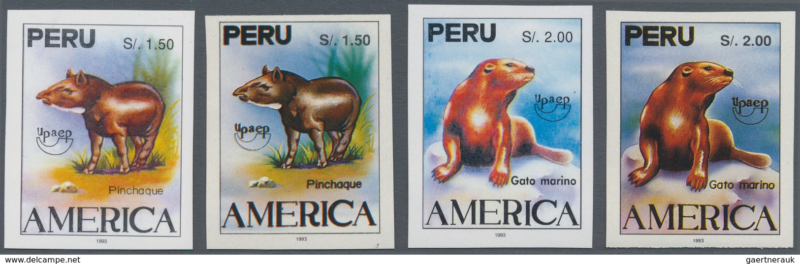 Thematik: Tiere, Fauna / Animals, Fauna: 1993, PERU: Animals IMPERFORATE Set Of Two For UPAEP With 1 - Sonstige & Ohne Zuordnung